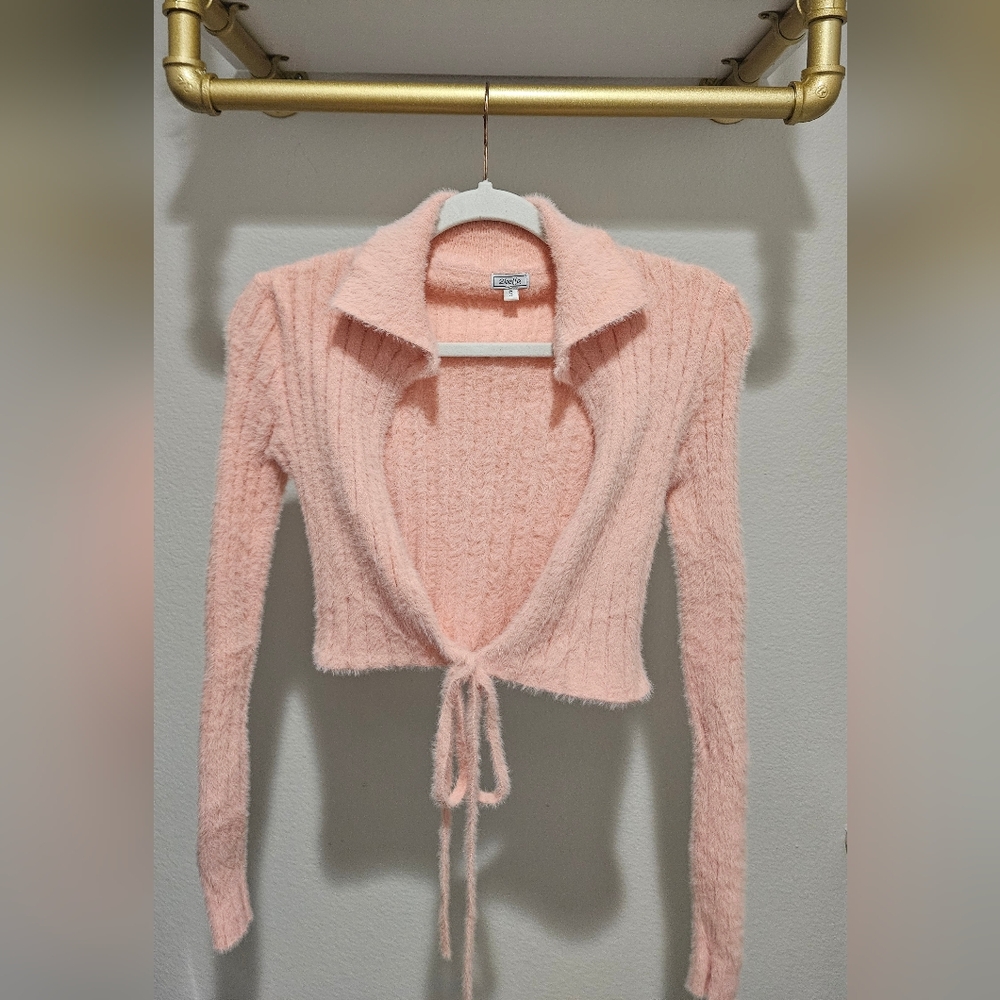 Chic Blush Tie-Front Cardigan